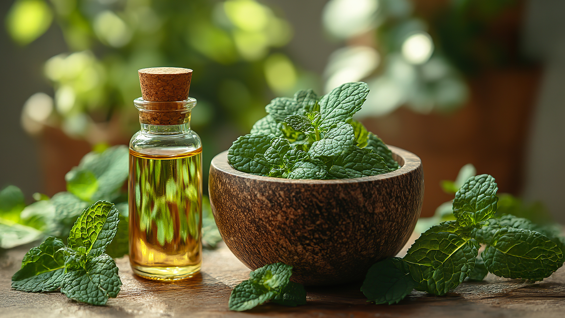 Mint leaves with menthol crystals