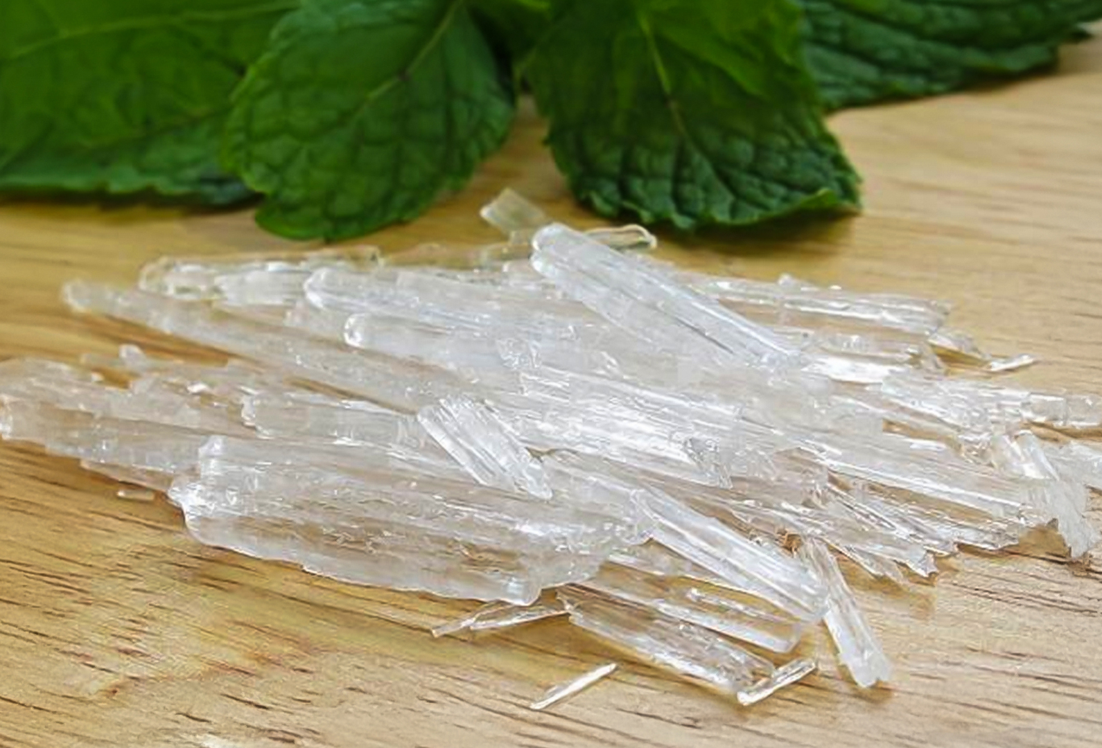 Menthol crystals close-up